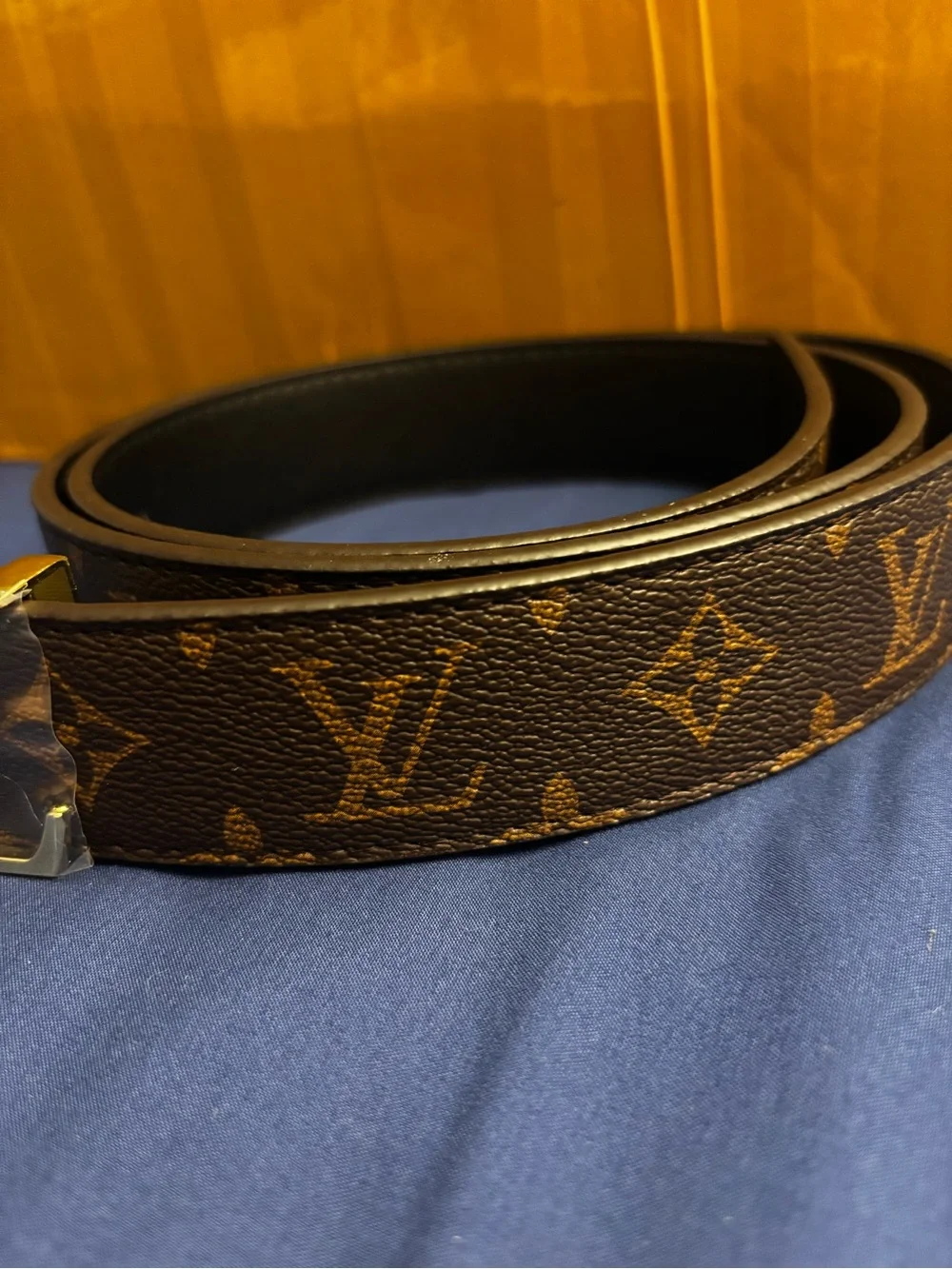 New  Brown Monogram Belt with Gold and Silver LV Buckle